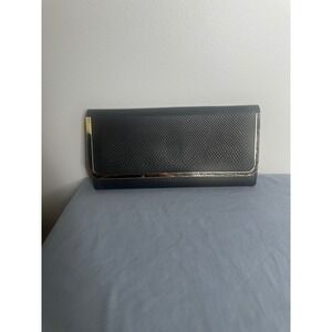 Aldo Black Textured Snakeskin Envelope Clutch Bag Gold Hardware Detachable Chain